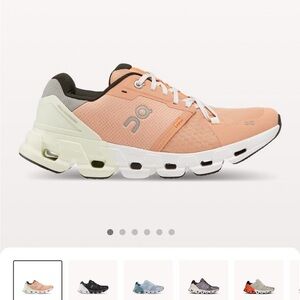 ON Cloudflyer 4 sz 10 color is Peach/Aloe